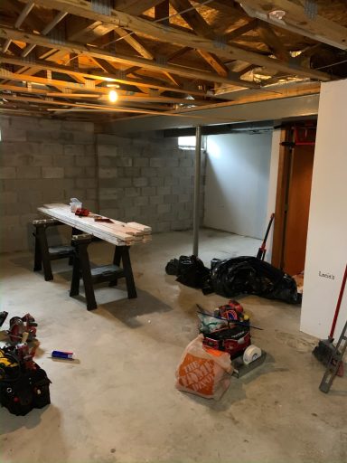 unfinished basement in a large subdivision